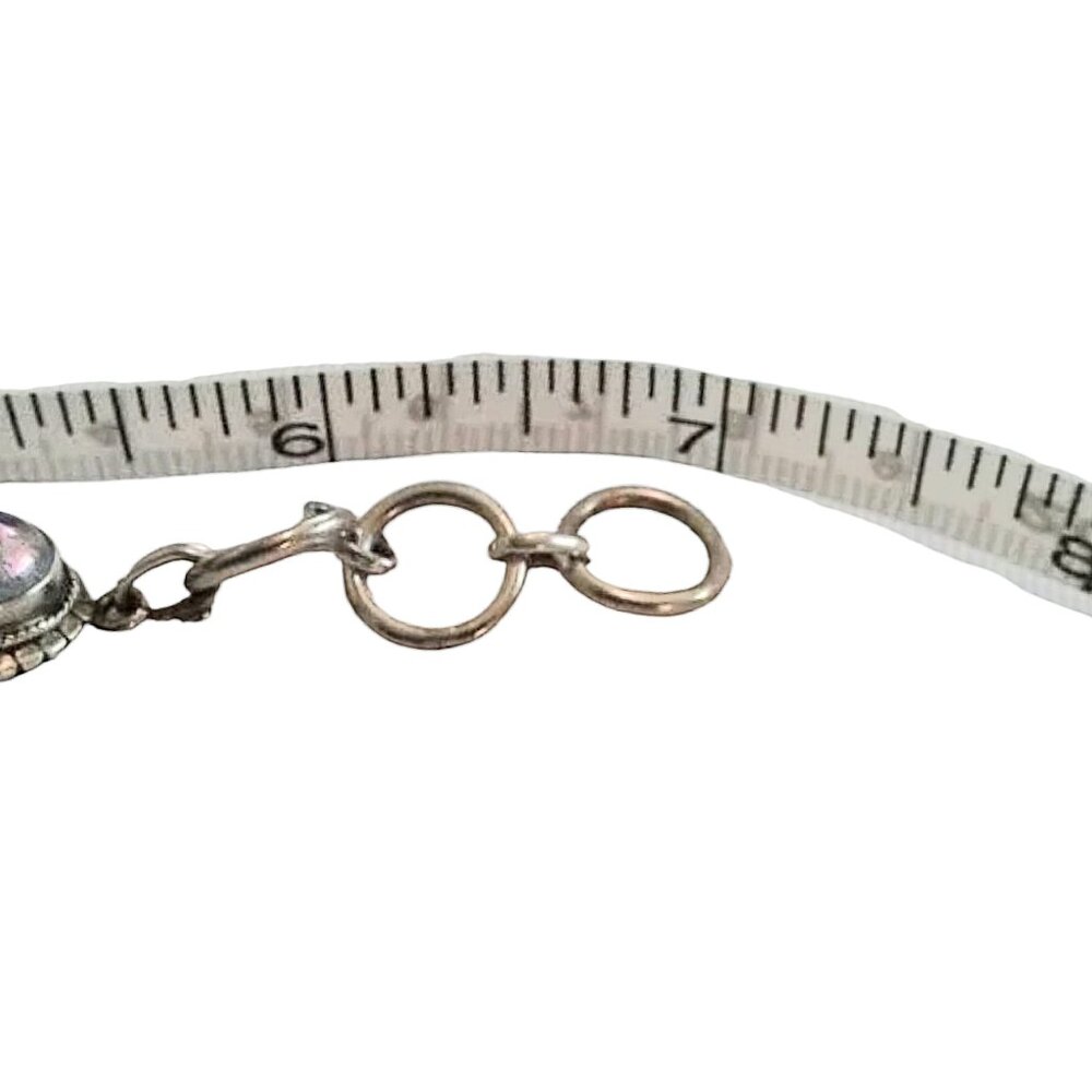Artisan 7" Toggle Bracelet Dichroic Glass 925 Sterling Silver Purple Iridescent - Picture 6 of 7